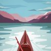 Flat style illustration. Fun outdoor journey kayak