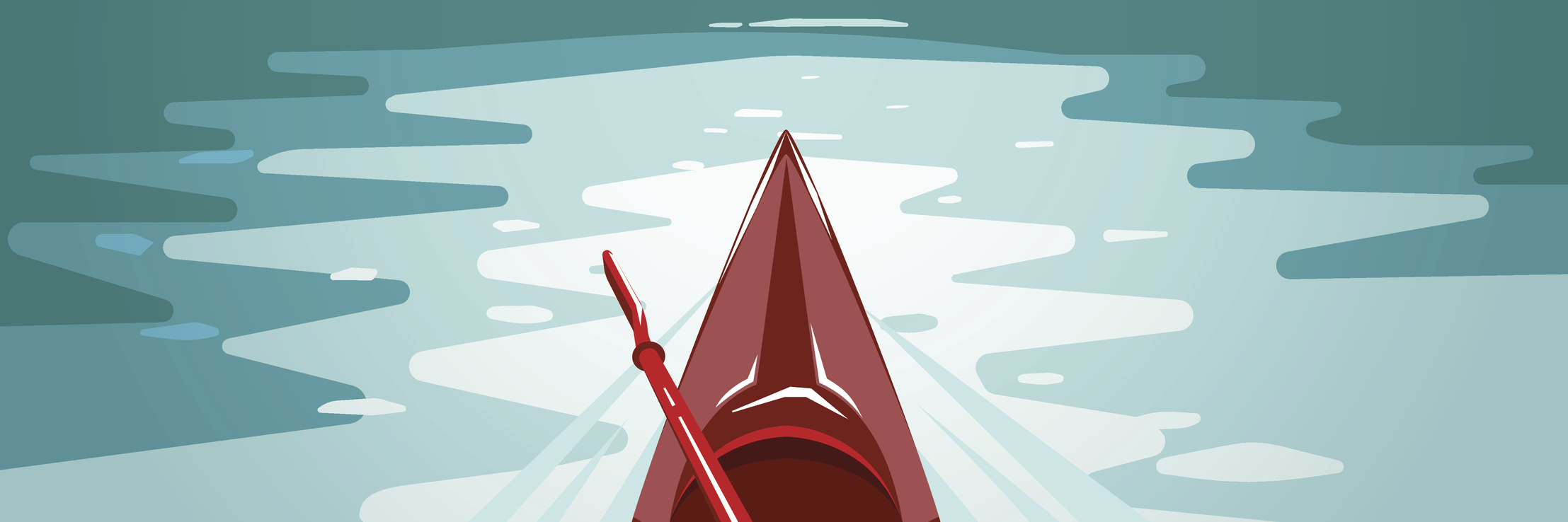 Flat style illustration. Fun outdoor journey kayak