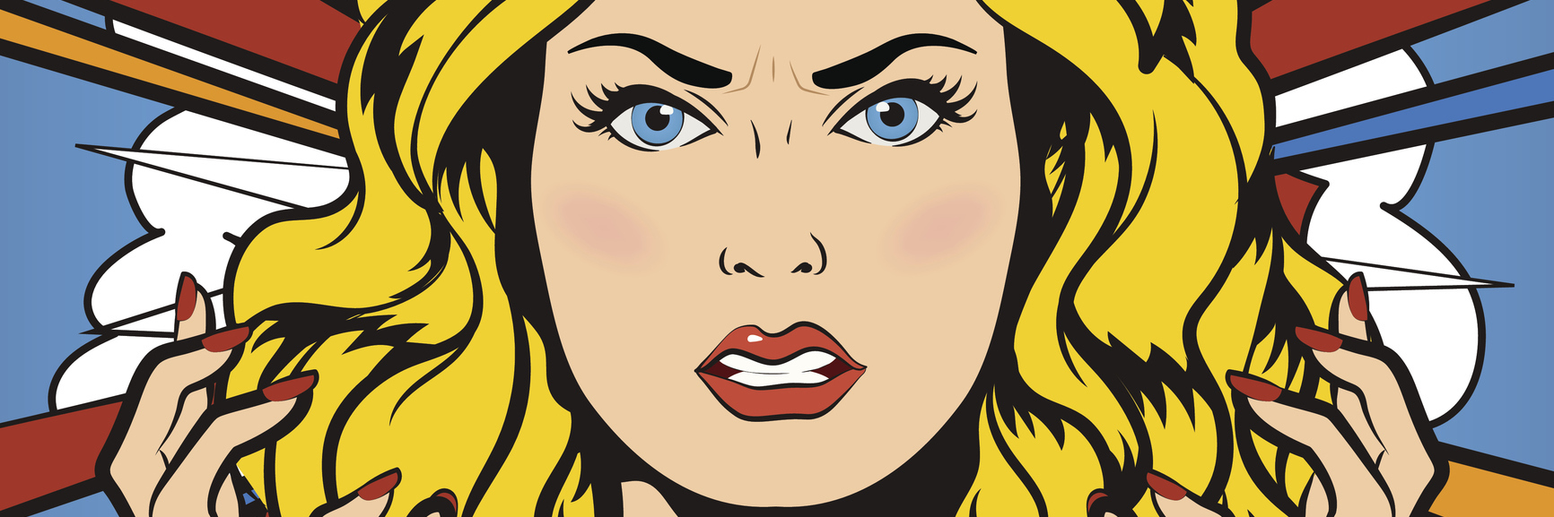 4 Tools I Use When My Anxiety Presents as Anger Angry Woman. Young furious Girl. Negative Emotions. Bad Days. Bad Mood. Stressful Woman. Comic Background. Pop Art Banner. Vector cartoon illustration.