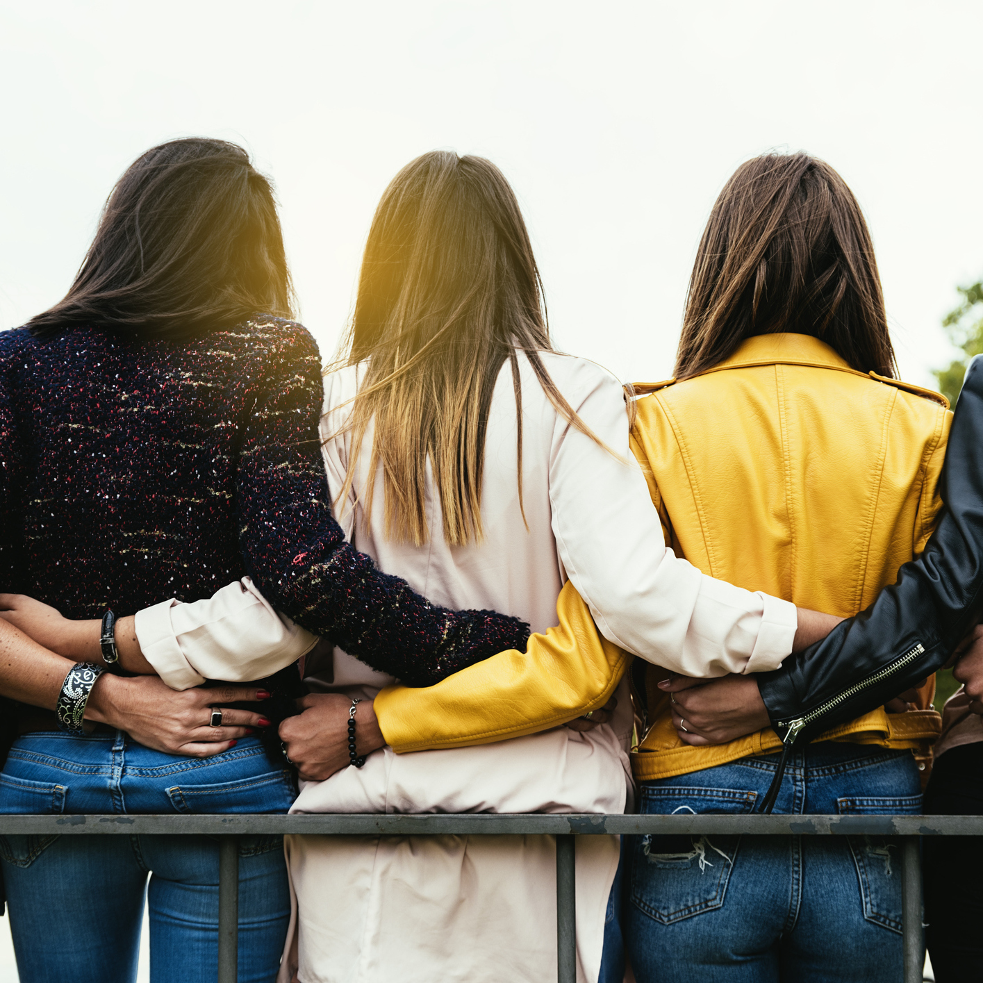 group of friends hugging