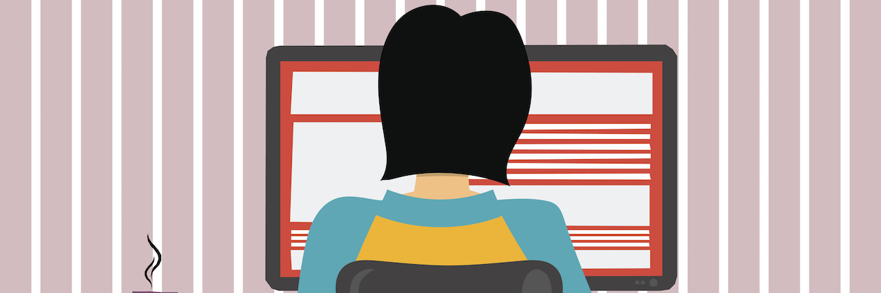 Why 'Body Positivity' Isn't Helping My Eating Disorder Recovery Woman sitting at her computer