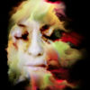 Interplay of fractal paint and female face on the subject of dreams, imagination and inner life