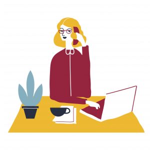 Woman financial accountant. Secretary vector illustration. Young businesswoman. Creative modern vector illustration. Freelance concept.