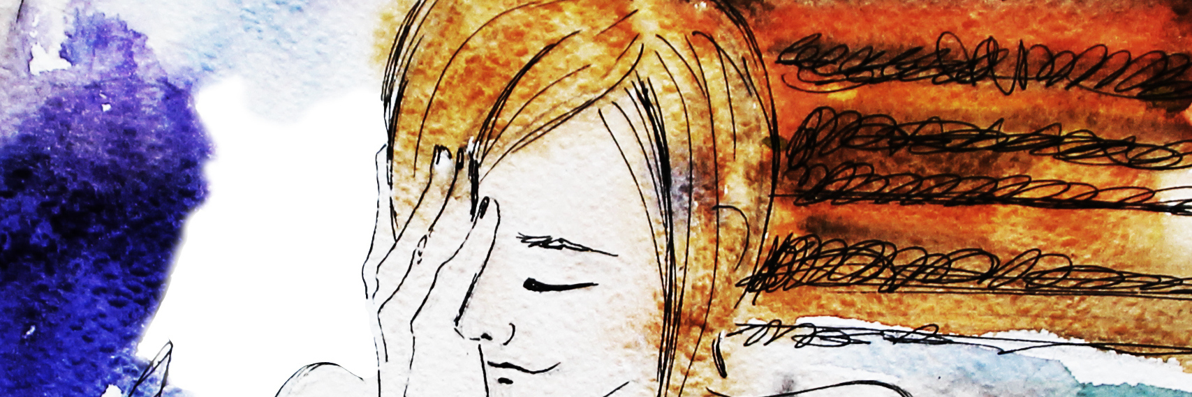 What Anxious Thoughts Feel Like girls laughing, hand drawn watercolor illustration