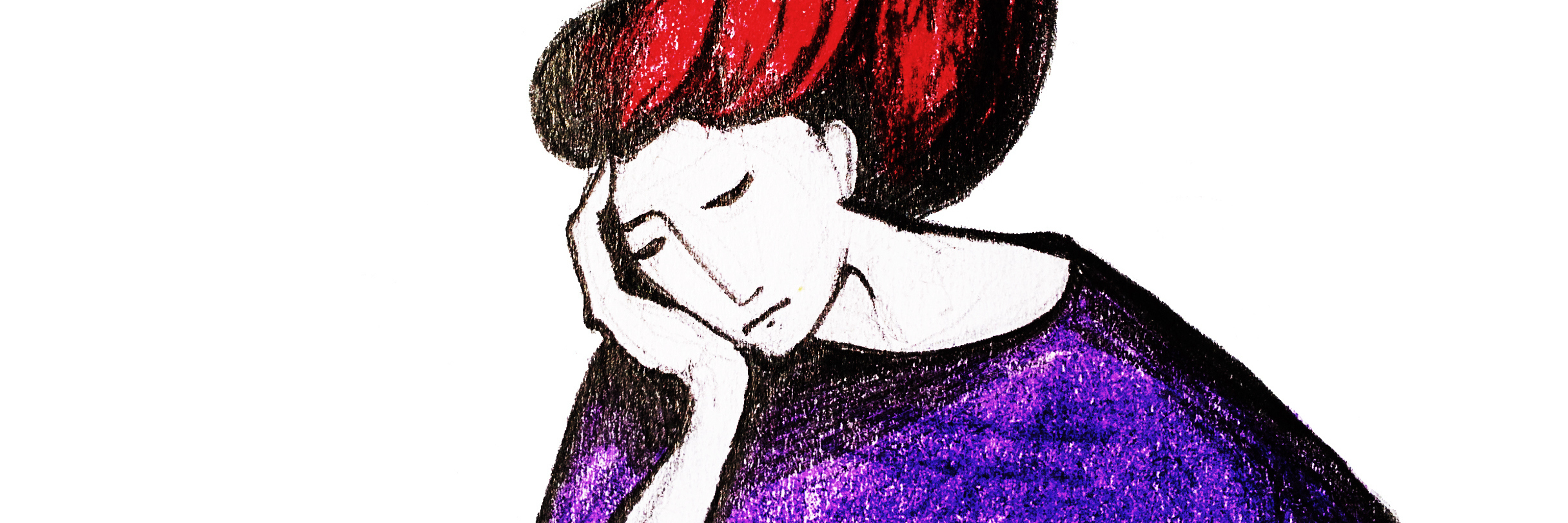 Not Telling Other People About ME/CFS Diagnosis watercolor painting of a woman sitting at a desk sleeping
