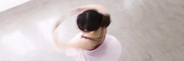 A ballerina spinning, ariel shot
