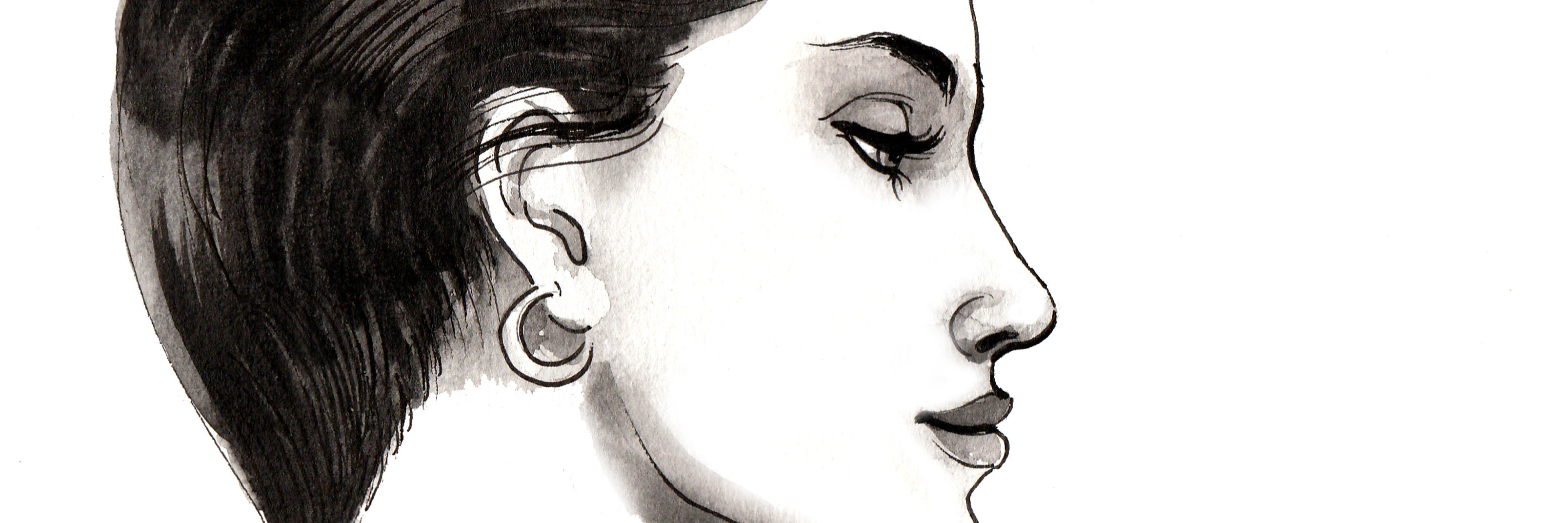 What 'High-Functioning' PTSD Looks Like Ink illustration of a pretty woman