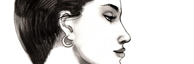 Ink illustration of a pretty woman