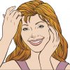 illustration of a woman smiling and brushing back her hair