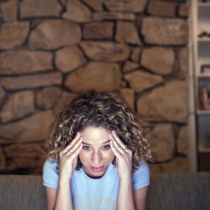 A woman who looks stressed