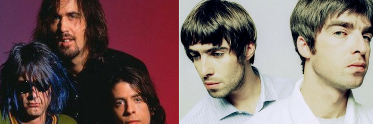 20 Songs From the '90s That Help People With Depression split scream image Nirvana and Oasis