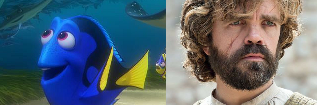 30 Fictional Characters People With Chronic Illness Relate To photo of dory next to photo of tyrion lannister
