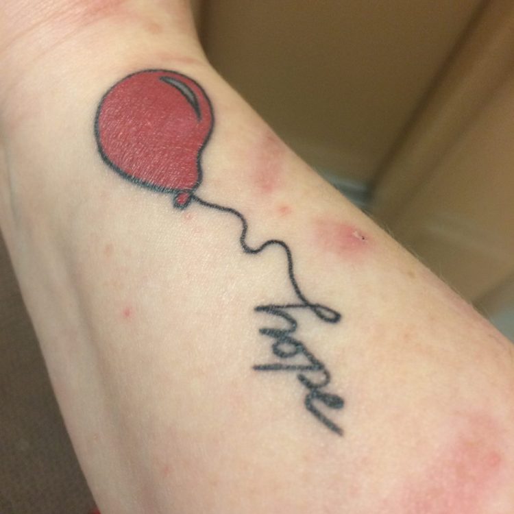 hope red balloon tattoo