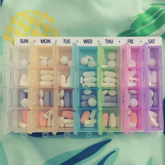 pill box with medications