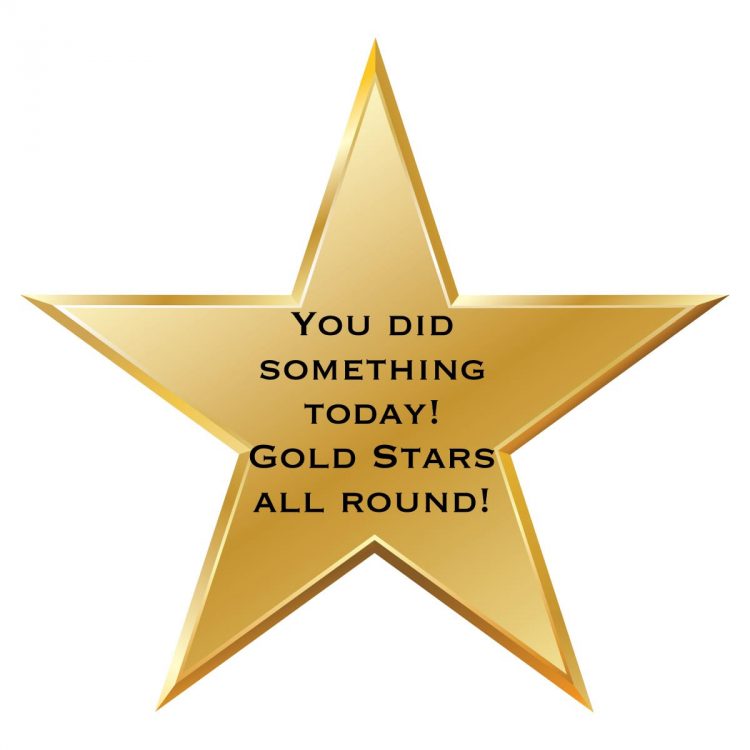 gold star that says 'you did something today! gold stars all around!'