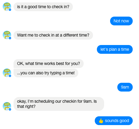 Conversation with woebot