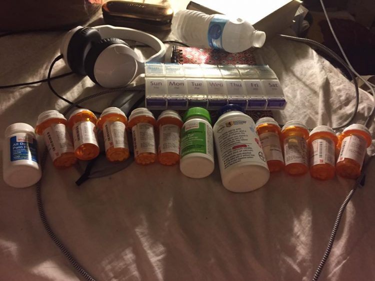 multiple pill bottles and medications