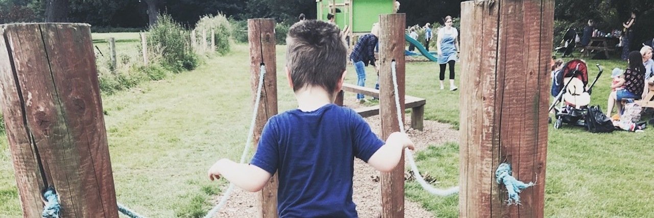 Please Don't Judge My Parenting When You See My Child Using His Tablet Boy walking down a path at playground