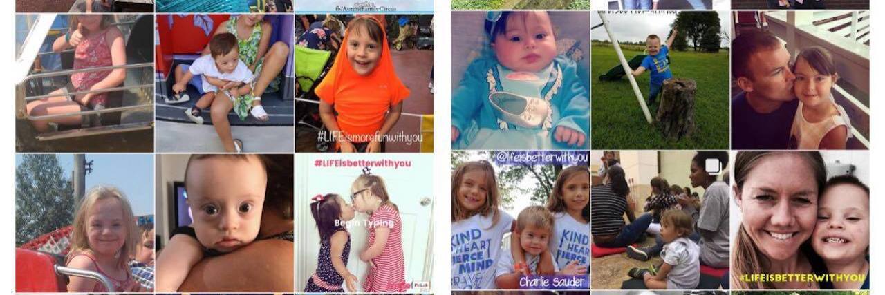 Why Hashtag #lifeisbetterwithyou Is Important for Down Syndrome Collage of faces of people with Down syndrome