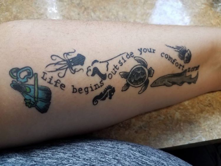 tattoo that says 'life begins outside your comfort zone'
