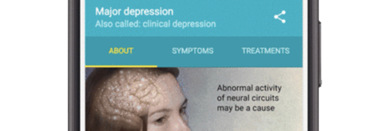 Google’s Latest Feature Wants to Help You Diagnose Your Depression Image of google results for when you search depression. Shows a woman with her brain as an overlay and explains that depression may be caused by abnormal brain activity.