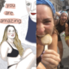 dual photo of illustrations of women and woman running