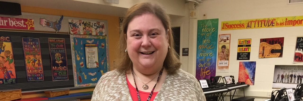 What It's Like to Be a Chronically Ill Teacher The writer of the article, standing in her classroom.