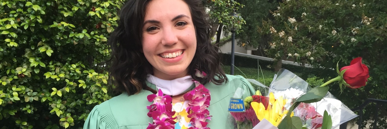 Crohn's Disease: Encouragement for Chronically Ill College Students woman in her cap and gown after college graduation