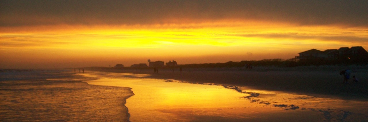 sunset over a beach