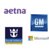 logos for Starbucks, EY, Walmart, Aetna, Royal Caribbean, Microsoft, T-Mobile, GM