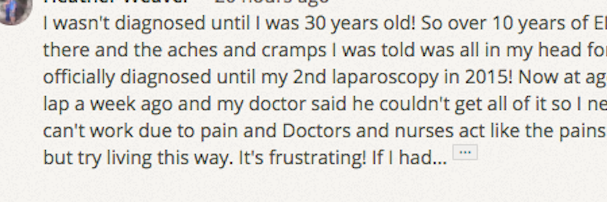 Endometriosis Community Petitions ACOG for Changes to Patient Care endometriosis petition comment screen shot