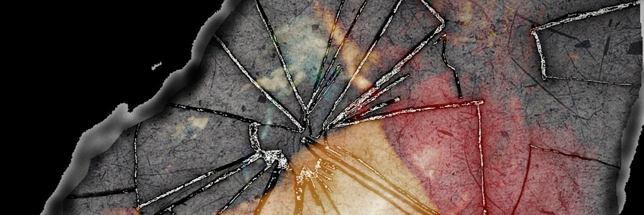 The Things We Do Because of Trauma double exposure of woman and cracked glass