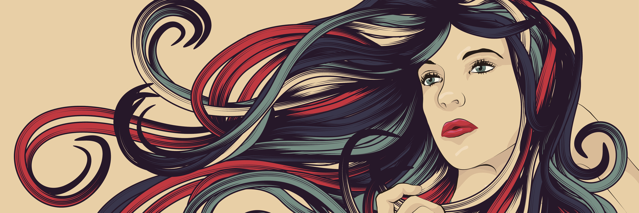 The Physical Symptoms of Depression I Wasn't Expecting "Beautiful woman with long colorful flowing hair. Face, hair and background are on separate layers. Each hair strand is individual object. Easily change colors . Extra folder includes Illustrator CS2 AI and PDF files."