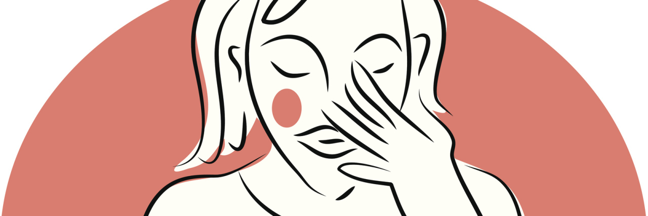 Why My Anxiety Isn't 'Just Nerves' woman blushing with pink background