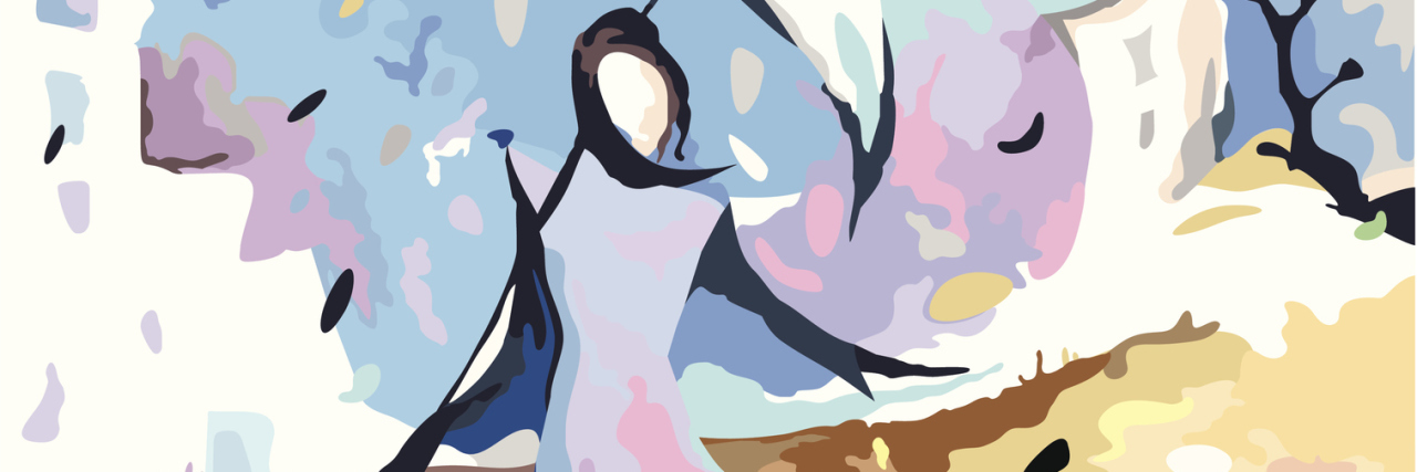 The Importance of Small Talk When You're Chronically Ill An abstract art piece of a woman walking in the rain.