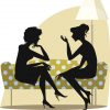 Two women talking on the sofa