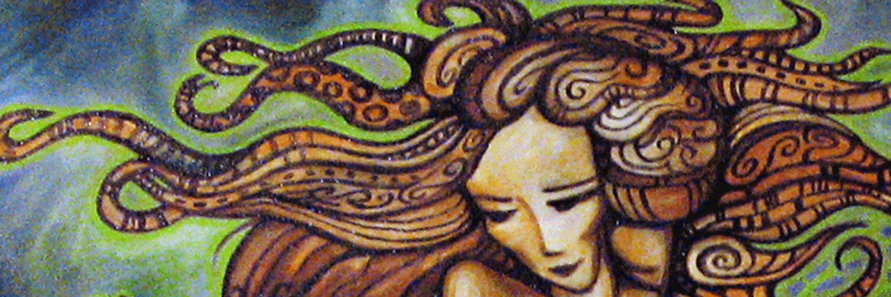 Why My Eating Disorder Symptoms Presented as OCD Pandora's Box. Abstract colorful painting of women's profile