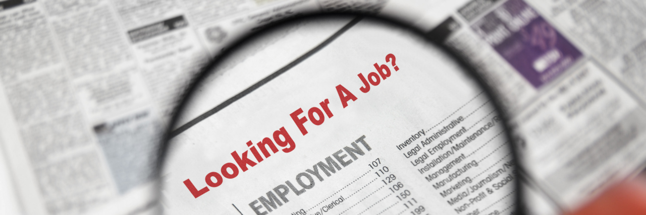 How to Help Autistic People Find Jobs Magnifying glass over Jobs section of newspaper classifieds.