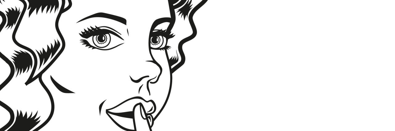 Finding a Mole on My Vagina:Vulvar Intraepithelial Neoplasia 3 (VIN 3) Vector line-art woman with finger on lips for quiet silence