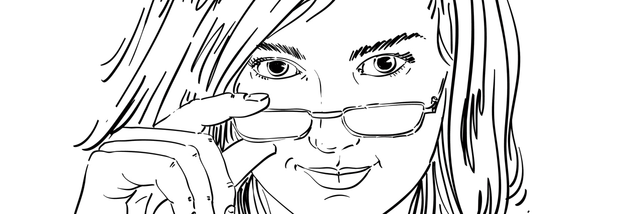 Vector drawing of woman with glasses