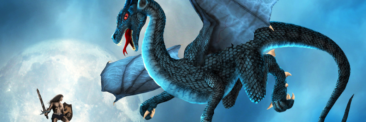 Your Guide to Battling the Inner 'Dragons' of Anxiety and Depression The meet of a dragon and a warrior.