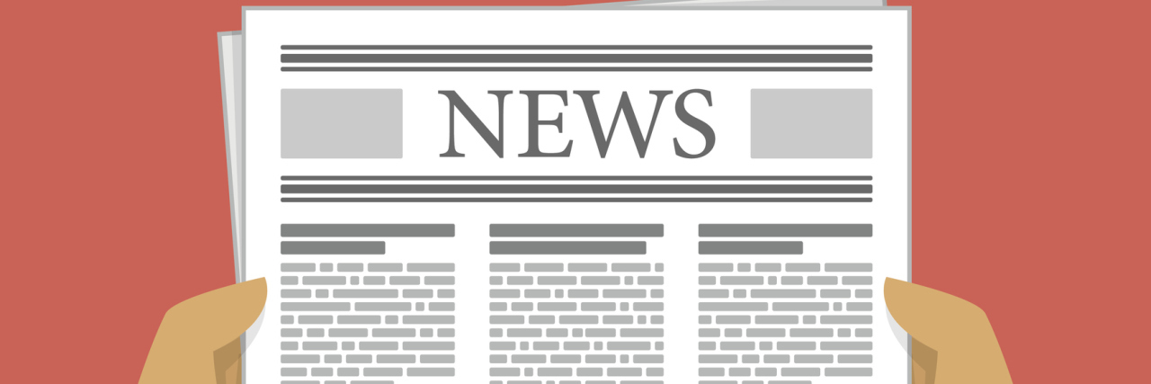 5 Ways to Cope When You Get Anxiety From Turning on the News Business man hands holding newspaper. Man reading a Newspaper news. Vector illustration in flat design on red background.