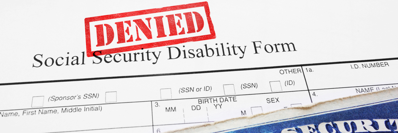 Denied Social Security Disability application form.