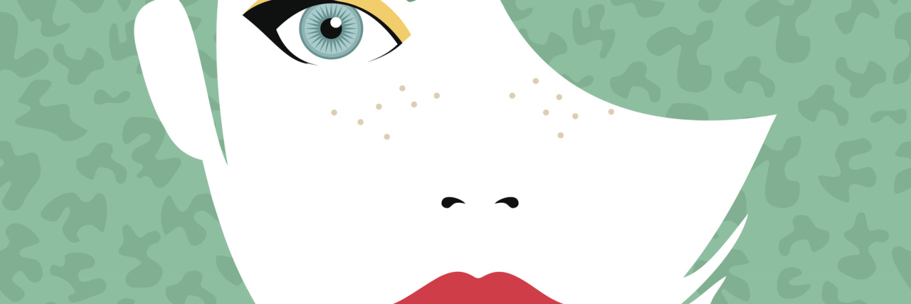 What the Worst Panic Attack of My Life Felt Like Young beautiful woman face with serious expression, fashion make up and hairstyle over art background. Eps10 vector.