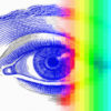Drawing of eye with rainbow