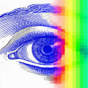 Drawing of eye with rainbow