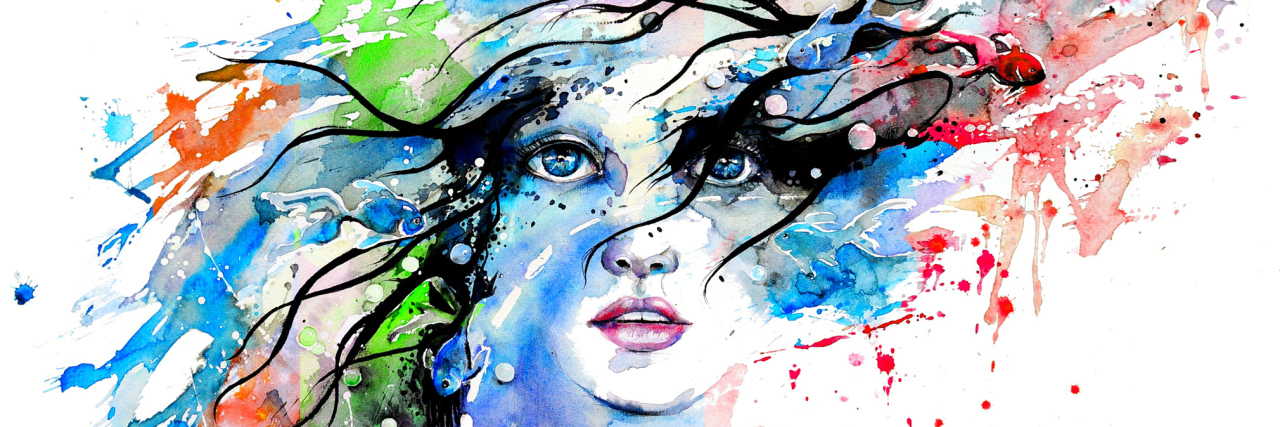 Forgetting Boundaries, Limitations Due to Not Defining Myself by Lupus illustration of a woman with colors splashed across her face