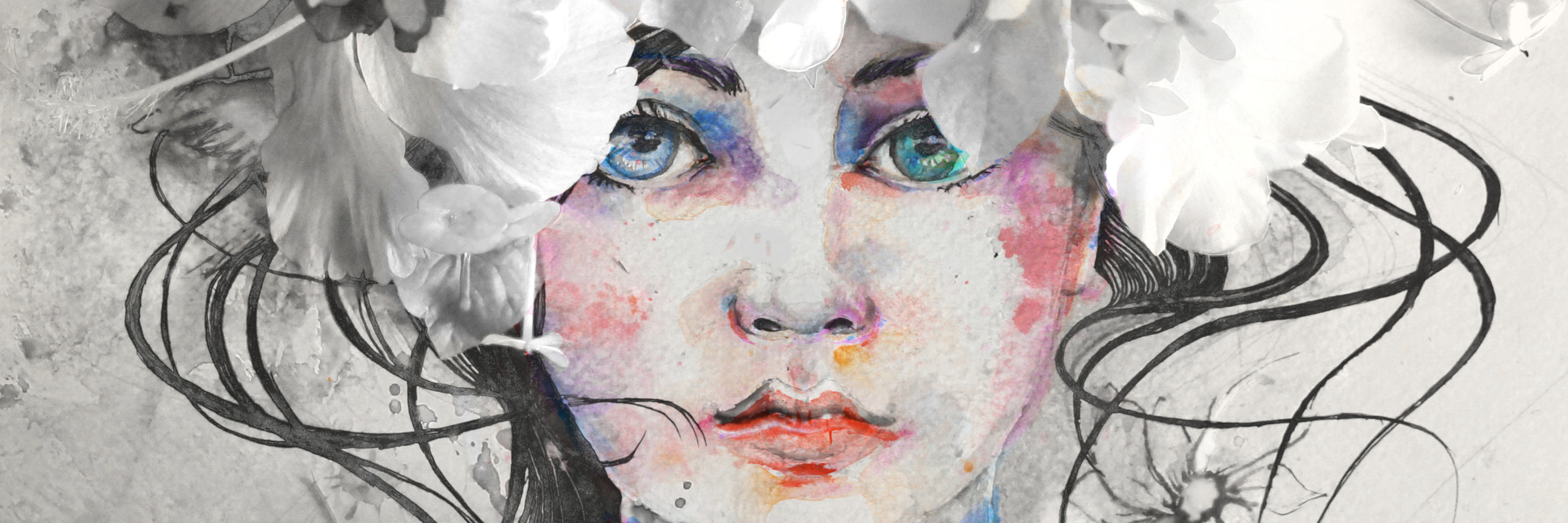 When I Realized There Isn't a Cure for POTS A colorful illustration of a woman, with a white flower decoration on top of the design.