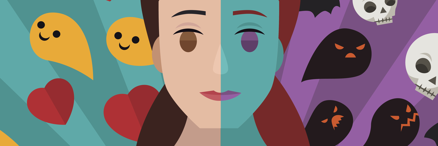 My Turning Point in My Life With Bipolar Disorder illustration of woman with two different sides one happy one sad bipolar disorder