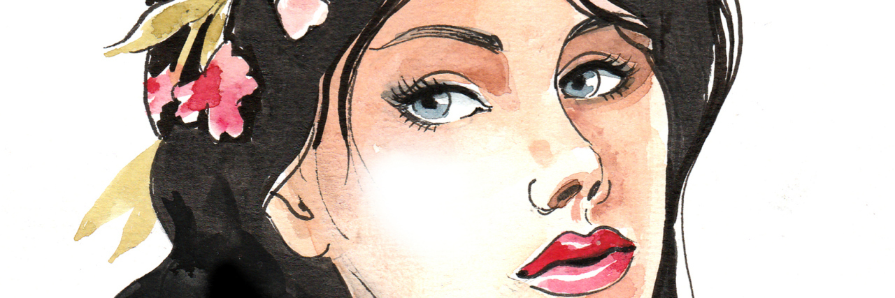 Anxiety Makes Me Settle for Less Than I Deserve Watercolor image of a beautiful woman